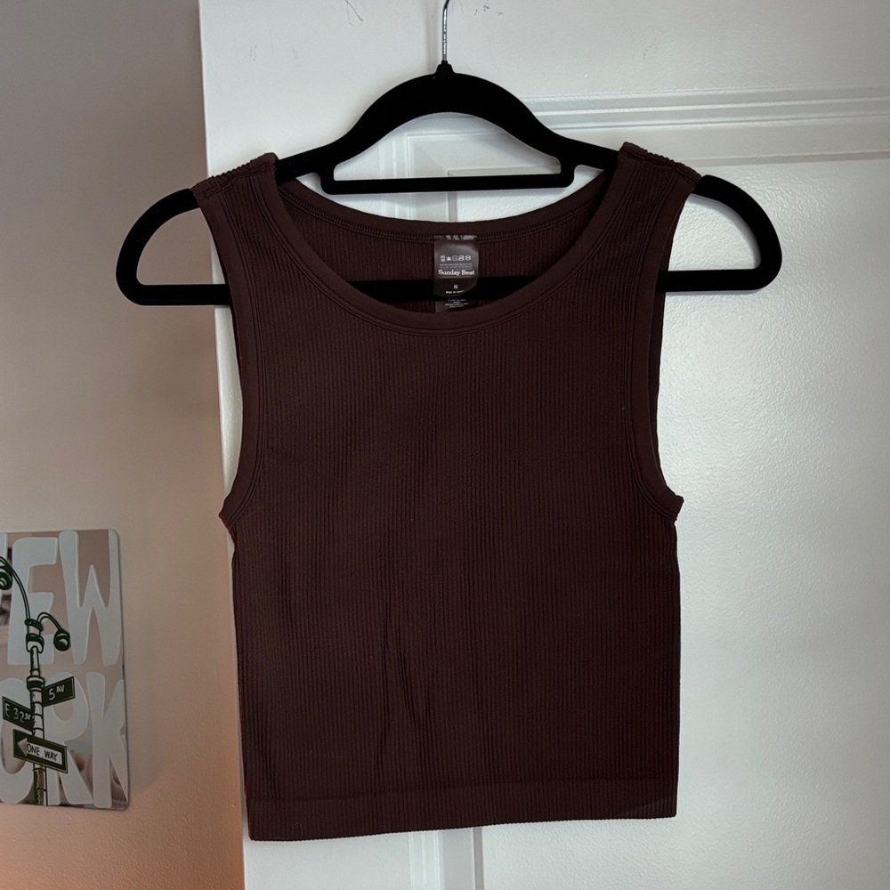 Aritzia Brown Ribbed Tank Top